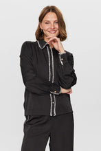 Load image into Gallery viewer, Numph Darby contrast edge stitch detail shirt Caviar
