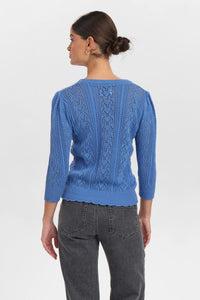 Numph Morello pointelle knit jumper Granada Sky