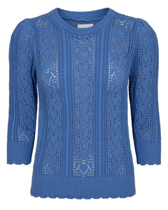 Numph Morello pointelle knit jumper Granada Sky