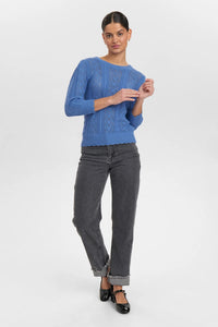 Numph Morello pointelle knit jumper Granada Sky