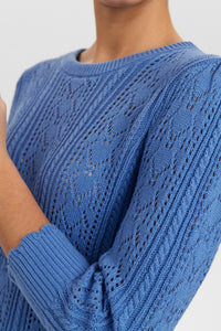 Numph Morello pointelle knit jumper Granada Sky