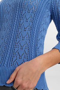 Numph Morello pointelle knit jumper Granada Sky