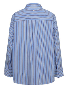 Numph Eloise striped shirt contrast turn back cuff Granada Sky