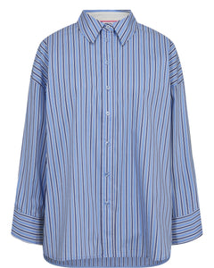 Numph Eloise striped shirt contrast turn back cuff Granada Sky