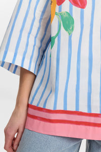 Numph Wendie artwork striped shirt Blue White
