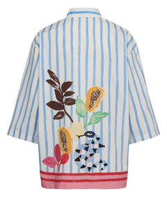 Numph Wendie artwork striped shirt Blue White