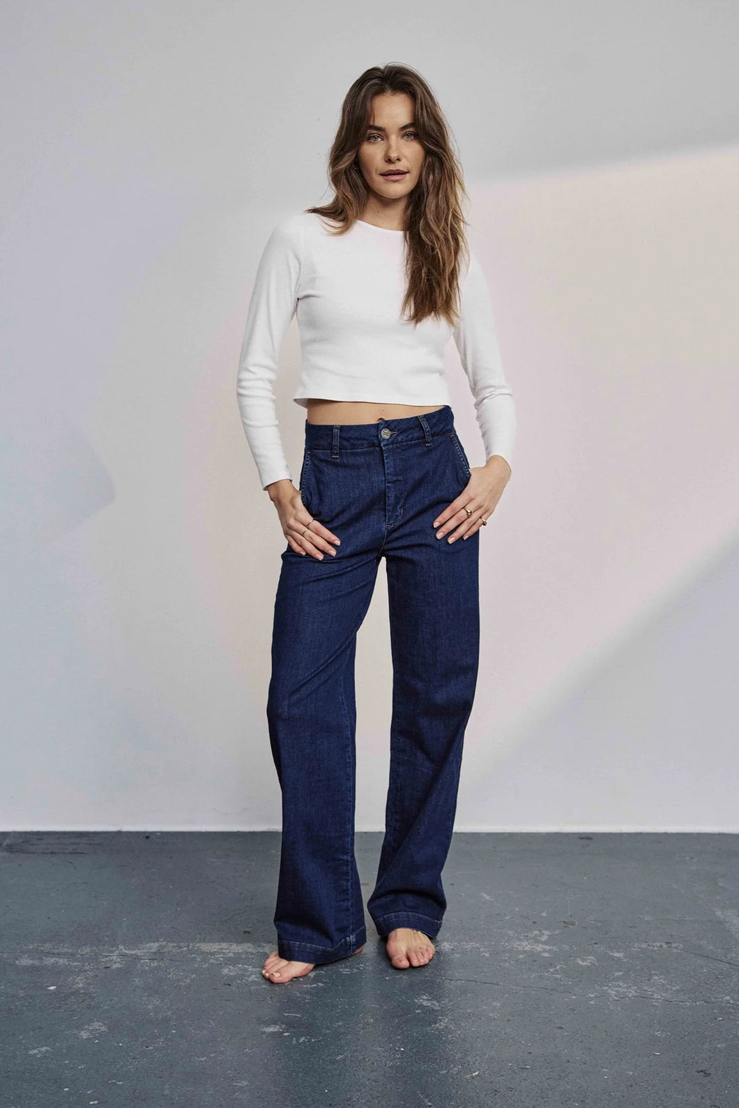 Numph Amber wide leg trouser Dark Blue Denim