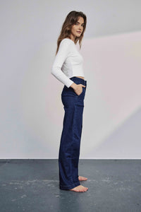 Numph Amber wide leg trouser Dark Blue Denim