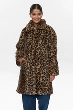 Load image into Gallery viewer, Numph Lulla leopard print faux fur coat Black Coffee
