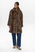 Load image into Gallery viewer, Numph Lulla leopard print faux fur coat Black Coffee
