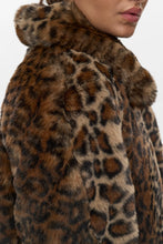 Load image into Gallery viewer, Numph Lulla leopard print faux fur coat Black Coffee
