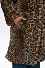 Load image into Gallery viewer, Numph Lulla leopard print faux fur coat Black Coffee
