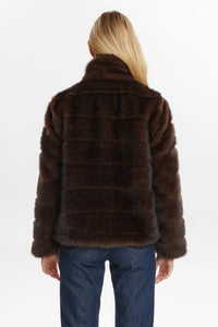 Numph Windall faux fur jacket Black Coffee