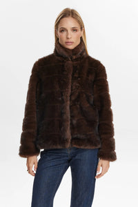 Numph Windall faux fur jacket Black Coffee