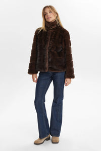 Numph Windall faux fur jacket Black Coffee