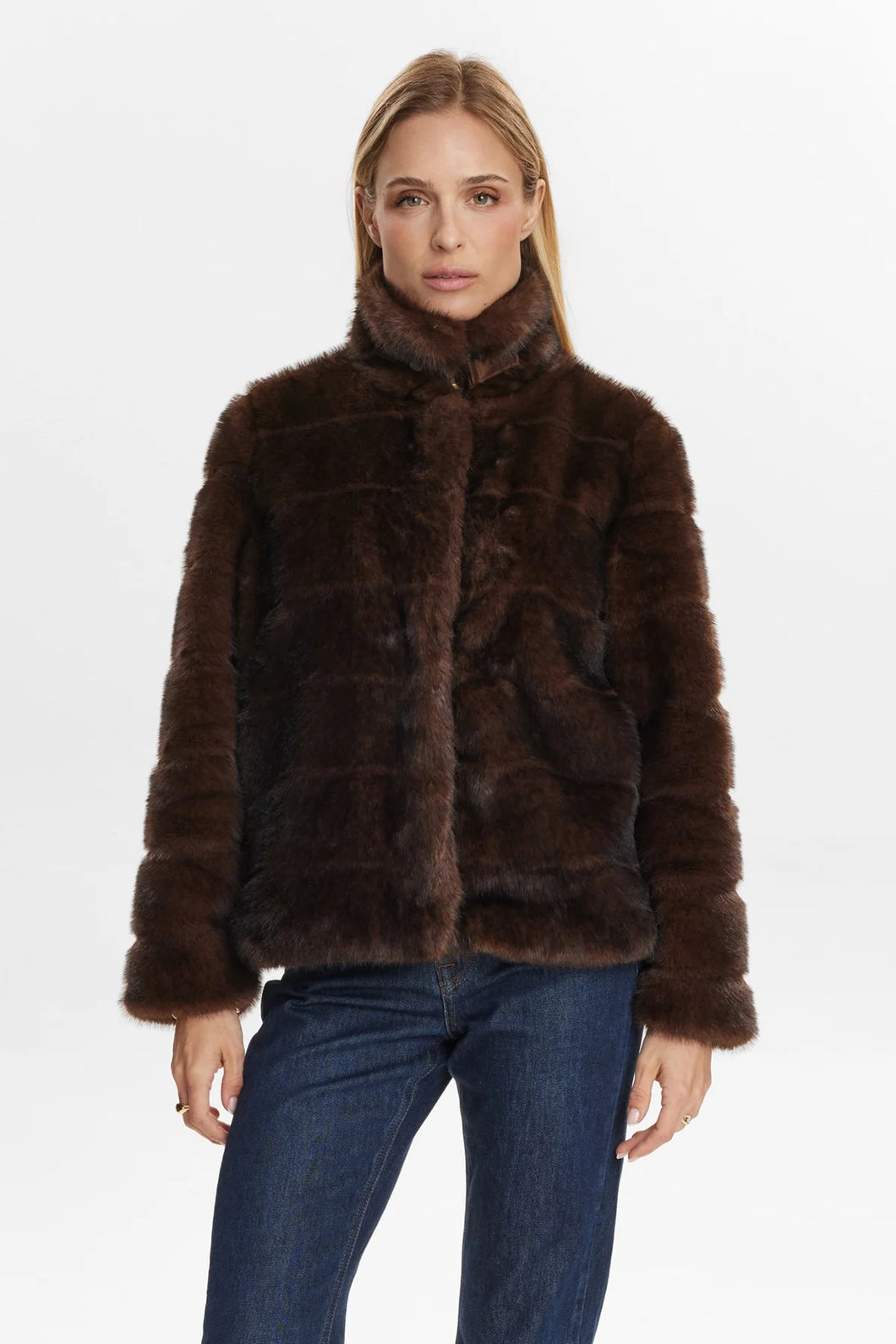 Numph Windall faux fur jacket Black Coffee