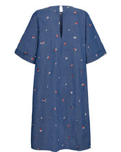 Load image into Gallery viewer, Numph Zira all over embroidered chambray dress Blueprint Multi
