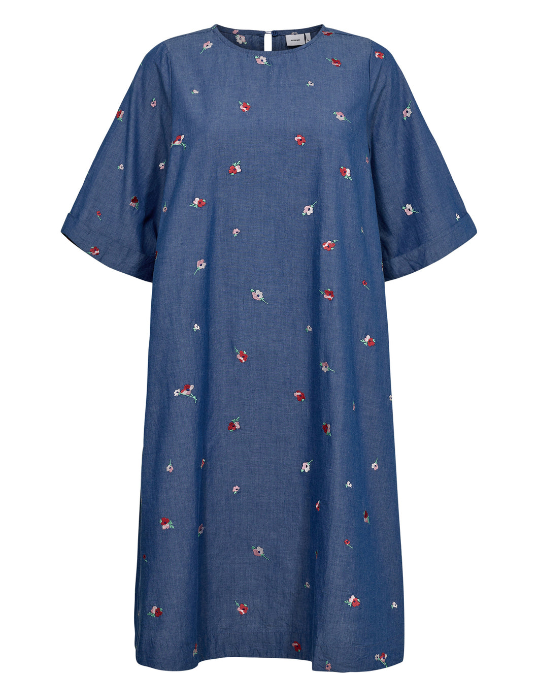 Numph Zira all over embroidered chambray dress Blueprint Multi