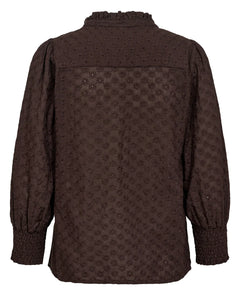 Numph Salvie broderie anglaise shirt Black Coffee