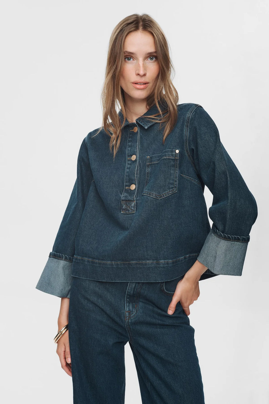 Numph Toronto workwear overshirt Dark Denim