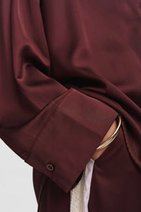 Numph Santina satin button back shirt Wine Tasting