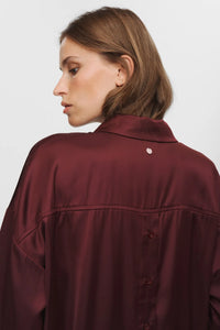 Numph Santina satin button back shirt Wine Tasting