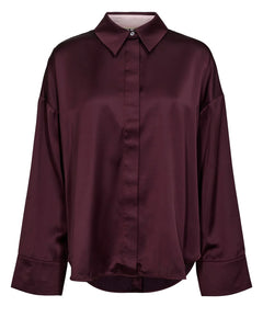 Numph Santina satin button back shirt Wine Tasting