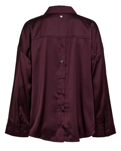 Numph Santina satin button back shirt Wine Tasting