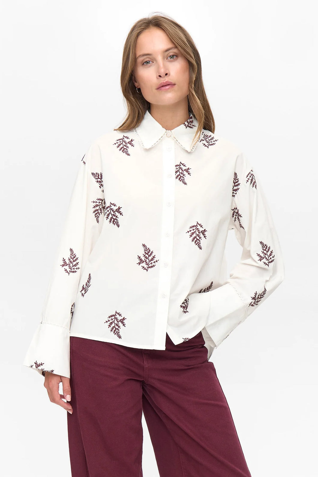 Numph Bailey embroidered shirt Wine tasting