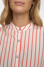 Load image into Gallery viewer, Numph Soleima celestial embroidered stripe shirt Tomato/Cloud
