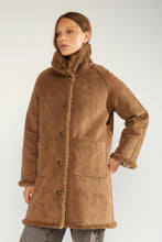 Load image into Gallery viewer, Numph Minda reversible teddy and suede coat Dachshund
