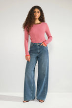Load image into Gallery viewer, Numph Filina ribbed striped top Purple Rose
