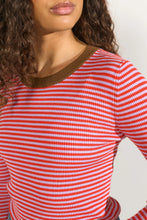 Load image into Gallery viewer, Numph Filina ribbed striped top Purple Rose
