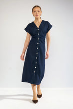 Load image into Gallery viewer, Numph Aletta button through dress Dark Blue Denim
