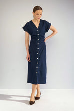 Load image into Gallery viewer, Numph Aletta button through dress Dark Blue Denim
