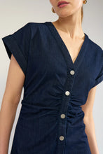 Load image into Gallery viewer, Numph Aletta button through dress Dark Blue Denim
