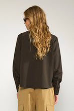 Load image into Gallery viewer, Numph Sonya pinstripe asymmetric pocket shirt Black Coffee
