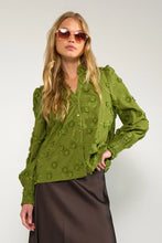 Load image into Gallery viewer, Numph Lenea 3D floral blouse Calla Green
