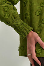 Load image into Gallery viewer, Numph Lenea 3D floral blouse Calla Green
