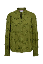 Load image into Gallery viewer, Numph Lenea 3D floral blouse Calla Green
