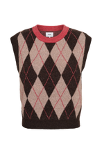 Load image into Gallery viewer, Numph Tikla argyle knit tank Goji Berry
