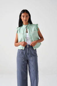 seventy + mochi Louis pant in Washed Denim