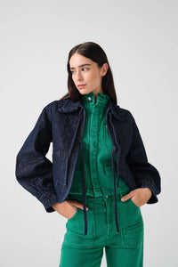 seventy + mochi Heidi quilted jacket Indigo Rinse