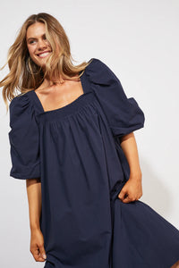 Haven Oahu square neck cotton dress Marine