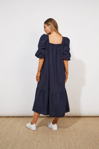 Haven Oahu square neck cotton dress Marine