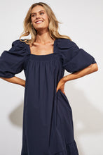 Load image into Gallery viewer, Haven Oahu square neck cotton dress Marine
