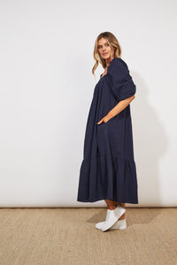 Haven Oahu square neck cotton dress Marine