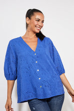 Load image into Gallery viewer, Haven Naxos broderie blouse Cobalt
