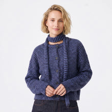 Load image into Gallery viewer, Artlove Anaura striped cardigan and scarf set Blue

