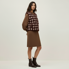 Load image into Gallery viewer, Artlove Iserie prnted check fleece gilet Brown
